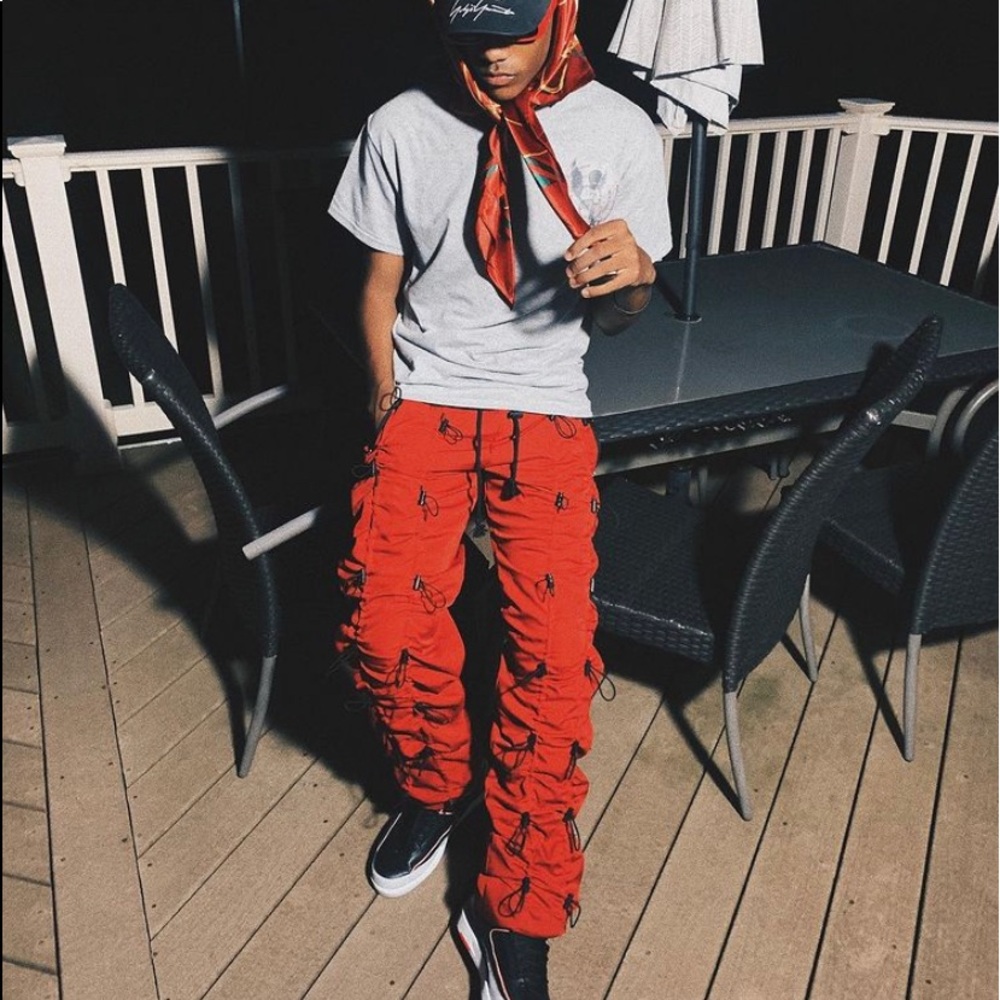 Red bungee pants